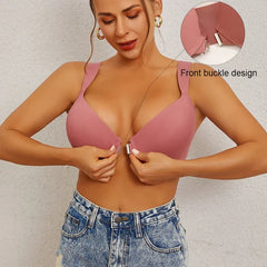 Finetoo Front Buckle Women Bra Back Smooth Out Shaper Bra Plus Size Wide Band Bras Shapewear Back Fat Smooth Underwear CD Cup