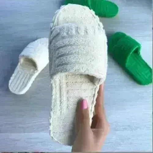 Thick Bottom Embossed Cotton Fur Women Slides - Femstylo