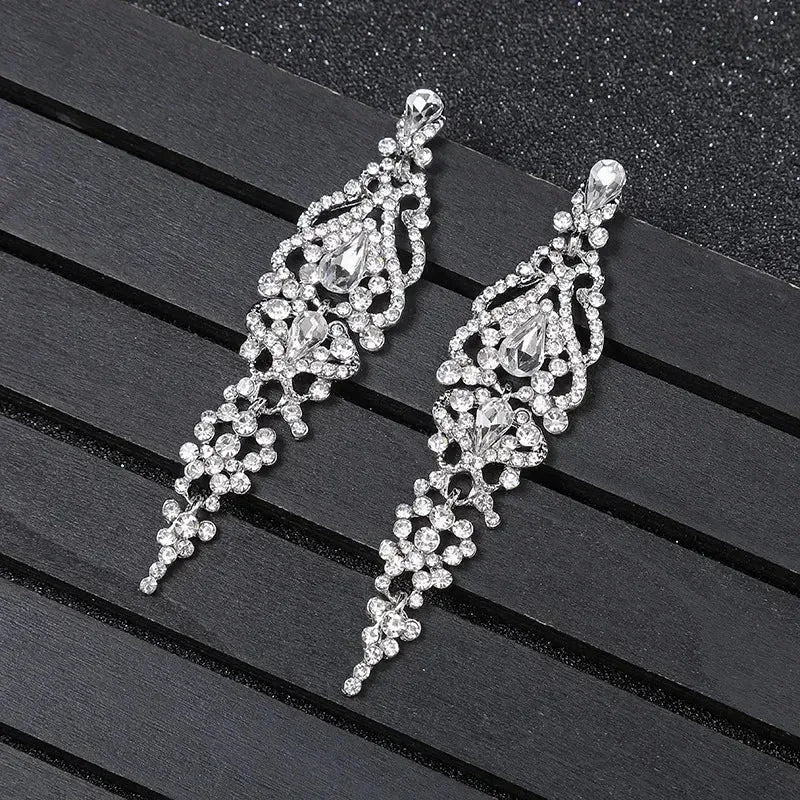 Trend Crystal Drop Earrings for Women – Elegant Long Dangle For Bridal