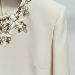 TWOTWINSTYLE Patchwork Diamond Dresses For Women Round Neck Long Sleeve High Waist Loose Mini Dress Female Fashion Clothing 2024