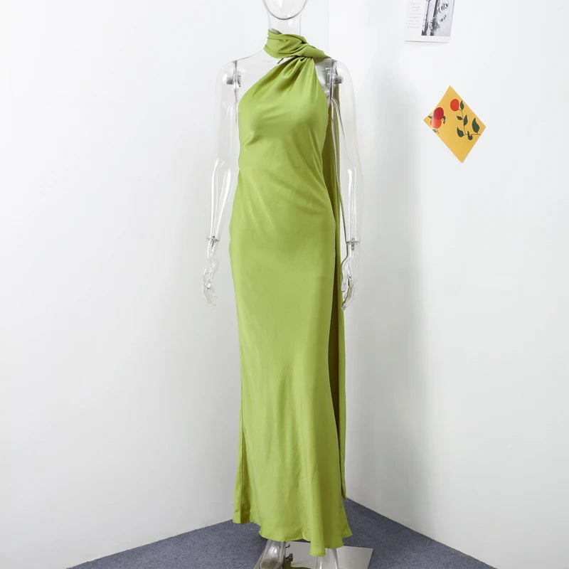 Backless Lace-Up Maxi Dress | Ribbon Sleeveless Evening Gown - Femstylo