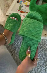 Fur Slippers for Women Flower Slides - Femstylo