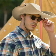 Summer Bucket Hat For Men Fisherman Cap Fishing Outdoor Sunshade Wide Visor Brim UV Sunscreen Riding Hiking Suncreen Sunhat