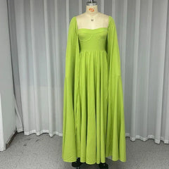 Wefads Maxi Dress Women Elegant Fashion Solid Cape Long Sleeve Square Neck Nipped Waist Backless Evening Party Dress Streetwear