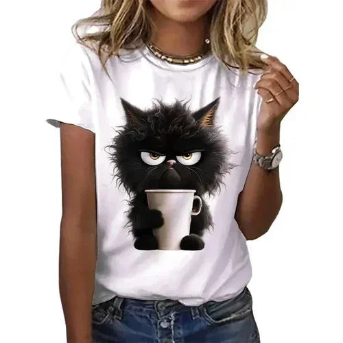 😻 Funny Cat Women's Summer T-Shirt – Purr-fectly Playful & Comfy!