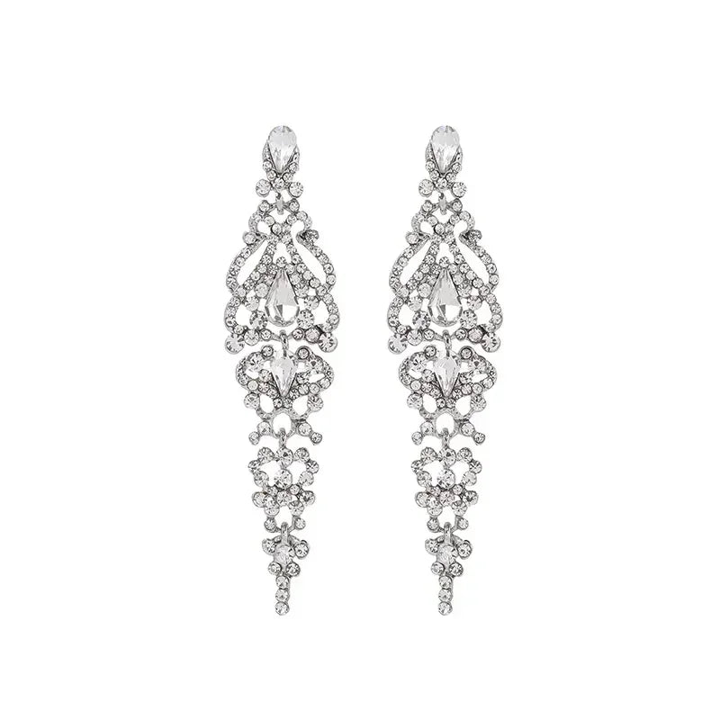Trend Crystal Drop Earrings for Women – Elegant Long Dangle For Bridal