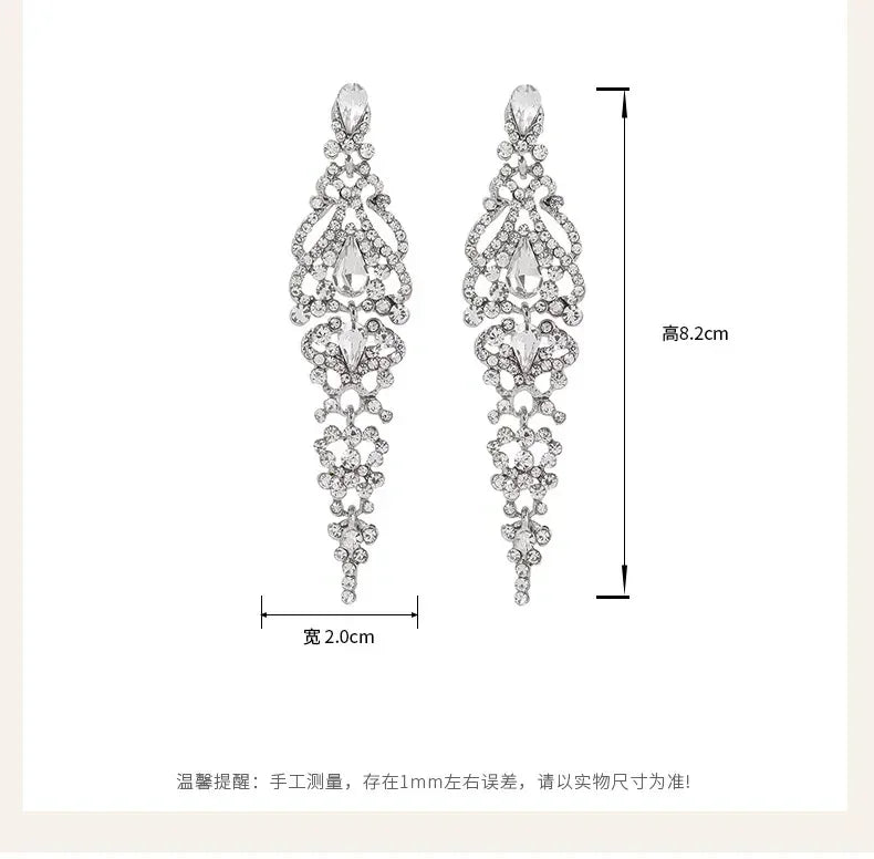 Trend Crystal Drop Earrings for Women – Elegant Long Dangle For Bridal