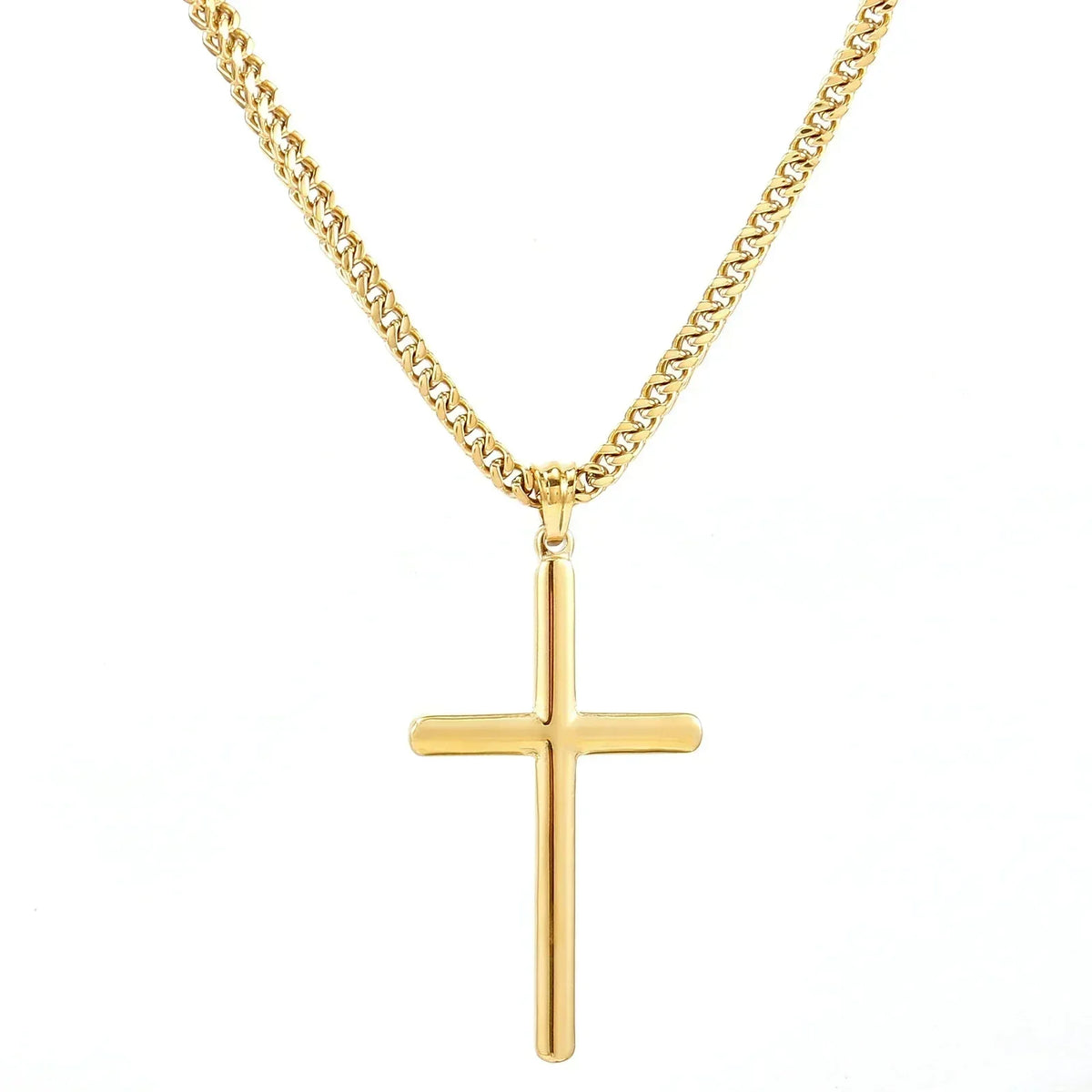 Punk Cross Pendant Link Chain for Men Women 316L Stainless Steel Hip Hop Necklace Gold Silver Fashion Jewelry Gift Waterproof