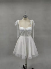 Smileven Short Wedding Dress A Line Sweetheart Neck Shiny Glitter Bride Dresses Mini Bows Strap Vestido de novia 2024 Customized