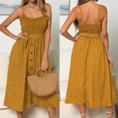 Polka Dot Maxi Dress – Light & Flowy Summer Dress - Femstylo