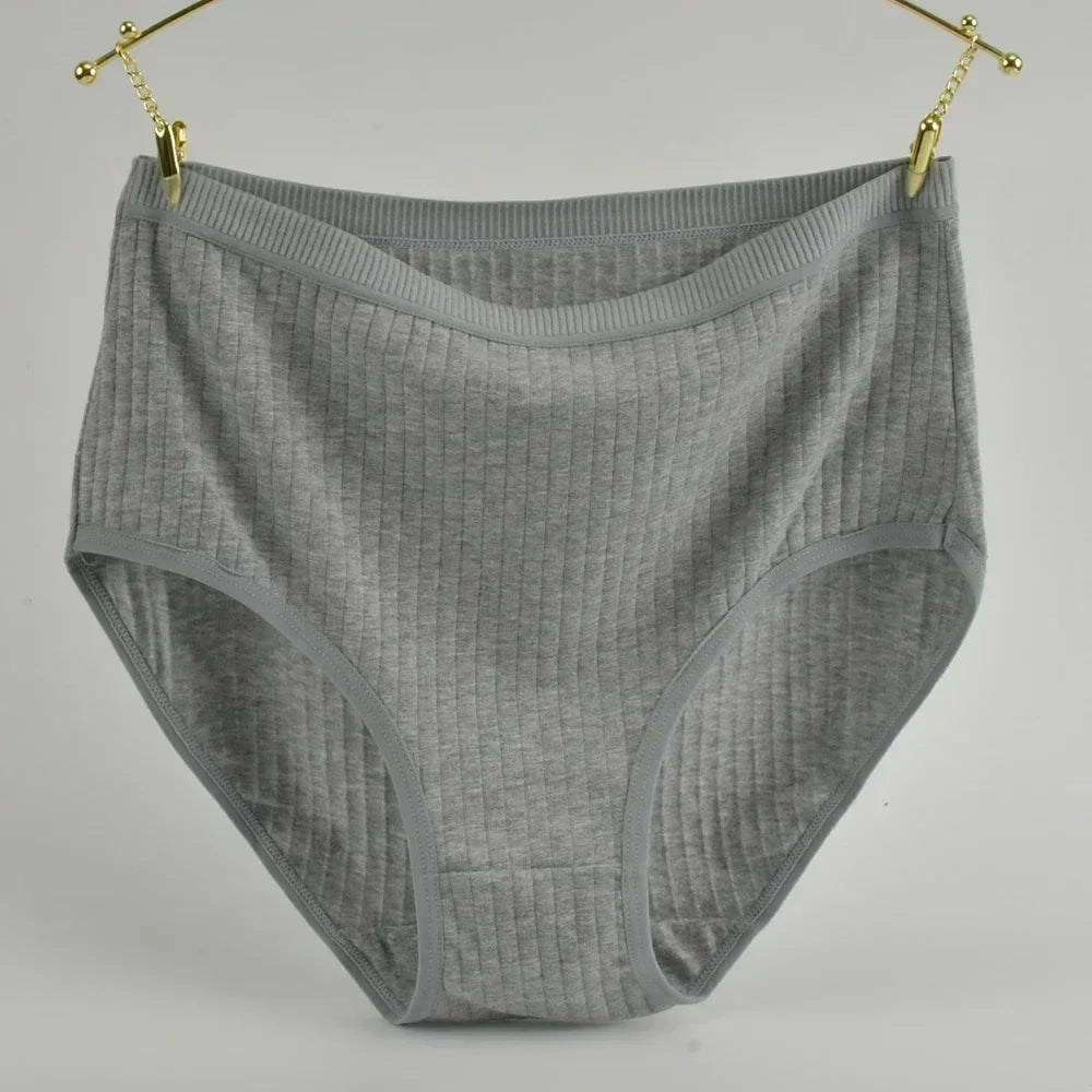 Soft High Waist Cotton Panties Underwear For Women Breathable Plus Size Woman Briefs Female Lingerie Underpants Panty Striped