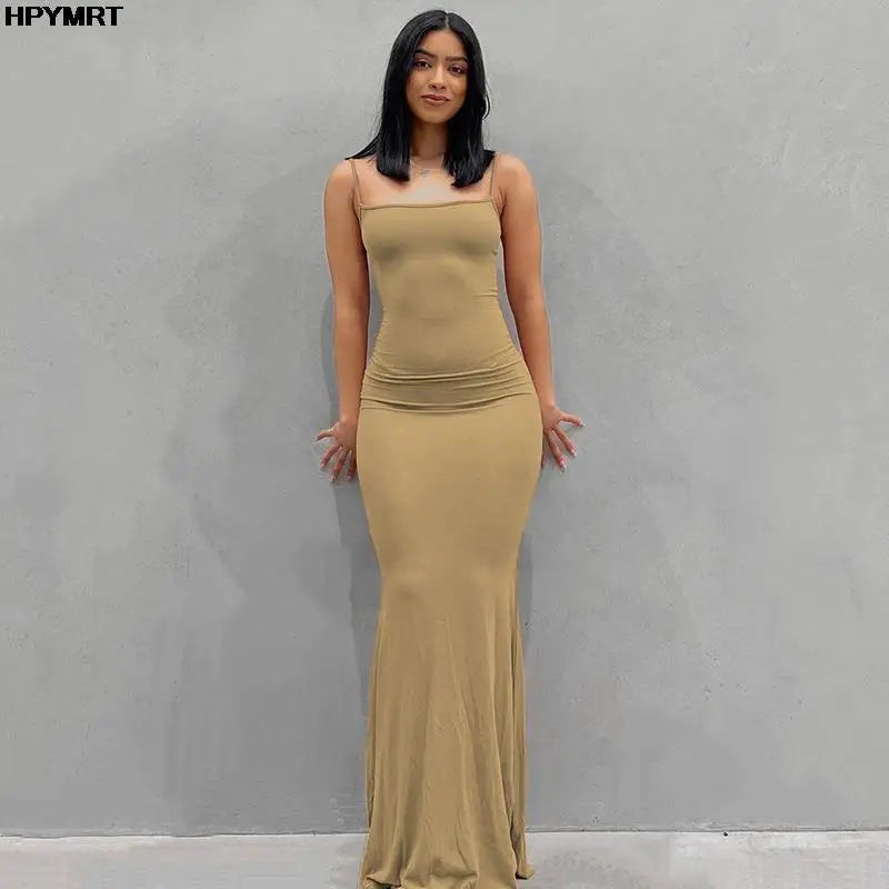 Satin Slip Maxi Dress | Backless Bodycon Evening Gown - Femstylo