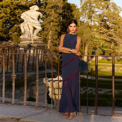 2025 New Lady Elegant Maxi Dress See Through Spliced Dress O Neck Sleeveless Fashion Party Robes Tassel Side Hem Fork Vestidos