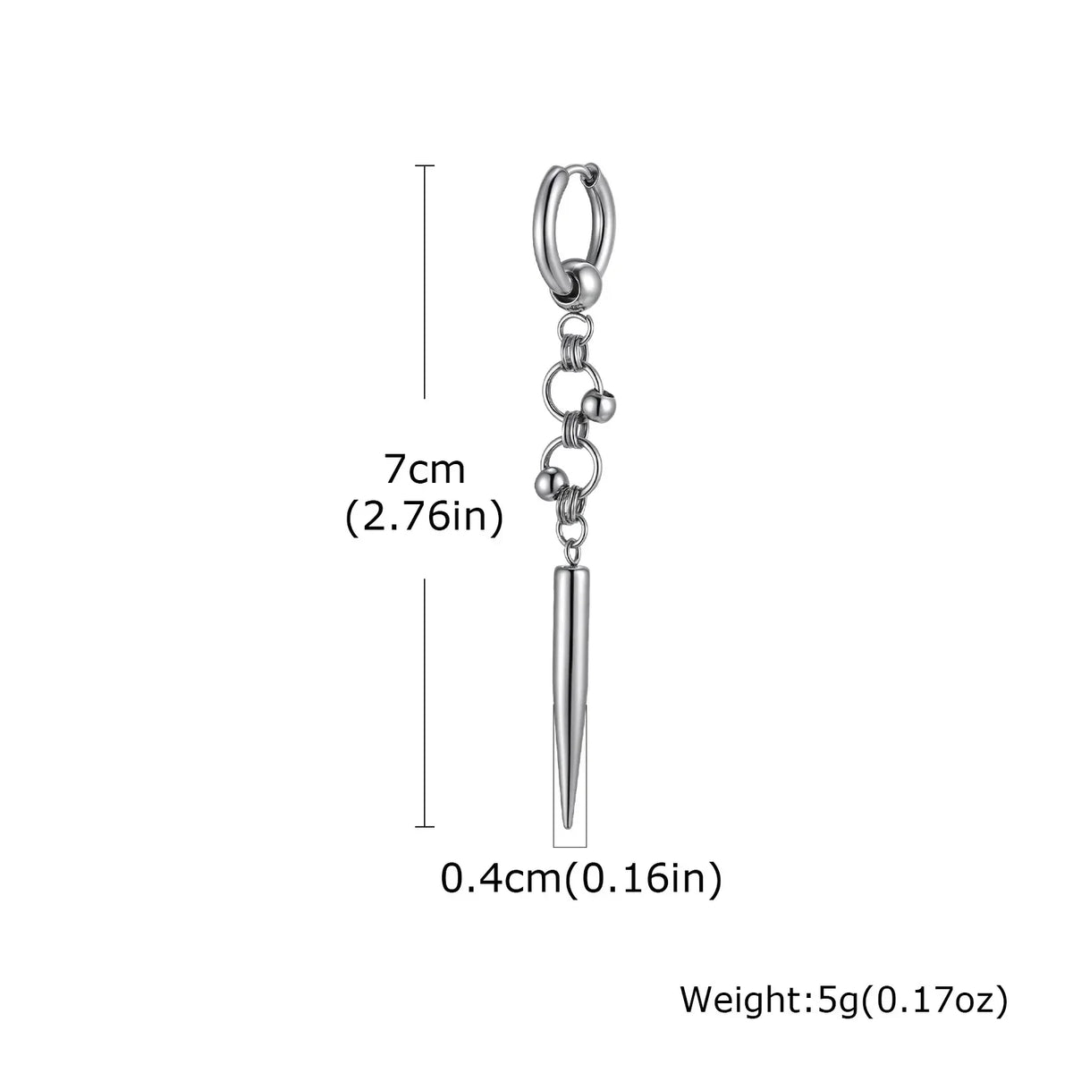 Punk Men's Huggies Earrings,Vintage Long Chain Stainless Steel Ear Drop,Stylish Cross Earring Gift