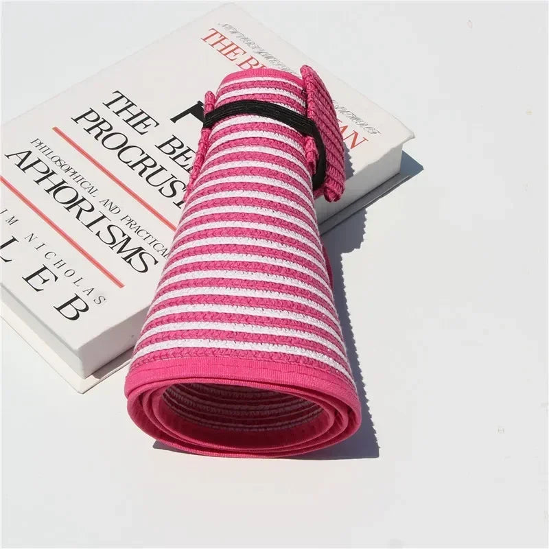 Women's Summer Hat Large Brim Foldable Breathable Empty Top Sun Hat Beach Accessories Outdoor Casual Sunshade Sunhat Visor New