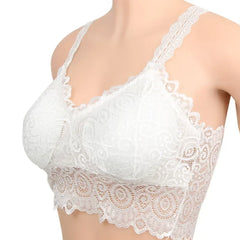 New Women Black White Sexy Tank Tops Lace Floral Crochet Padded Bra Cotton Tank Tops Sexy V-Neck Lace Crochet Vest Casual