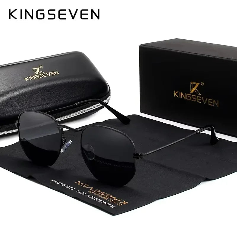 KINGSEVEN Fashion Women Polygon Sunglasses Men Polarized UV400 Sunscreen Round Thin Frame Glassses Luxury Causal Driving Eyewear