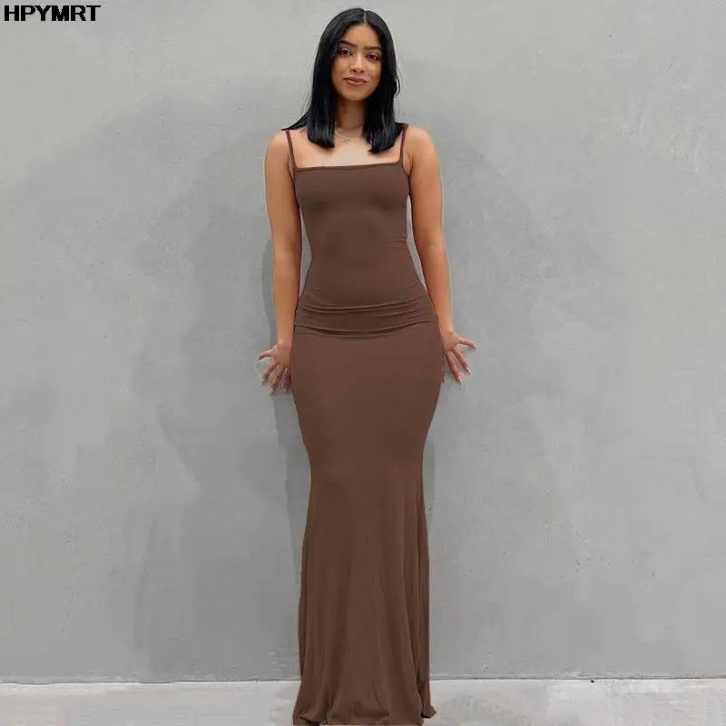 Satin Slip Maxi Dress | Backless Bodycon Evening Gown - Femstylo