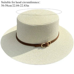 Simple Straw Summer Women Beach Hat Female Casual Panama Hat Women Flat Brim Bowknot Straw Cap Girls Sun Hat