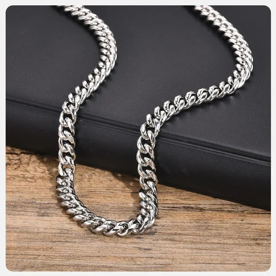 VNOX Cuban Chain Necklace - Stainless Steel 5/6/8mm - Unisex Waterproo