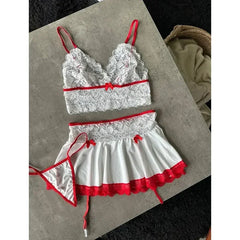 Lingerie Temptation Cosplay Uniform Transparent Bra And Panty Garter Underwear Set Dress Sexy Outfit Costumes Nightgowns Thong