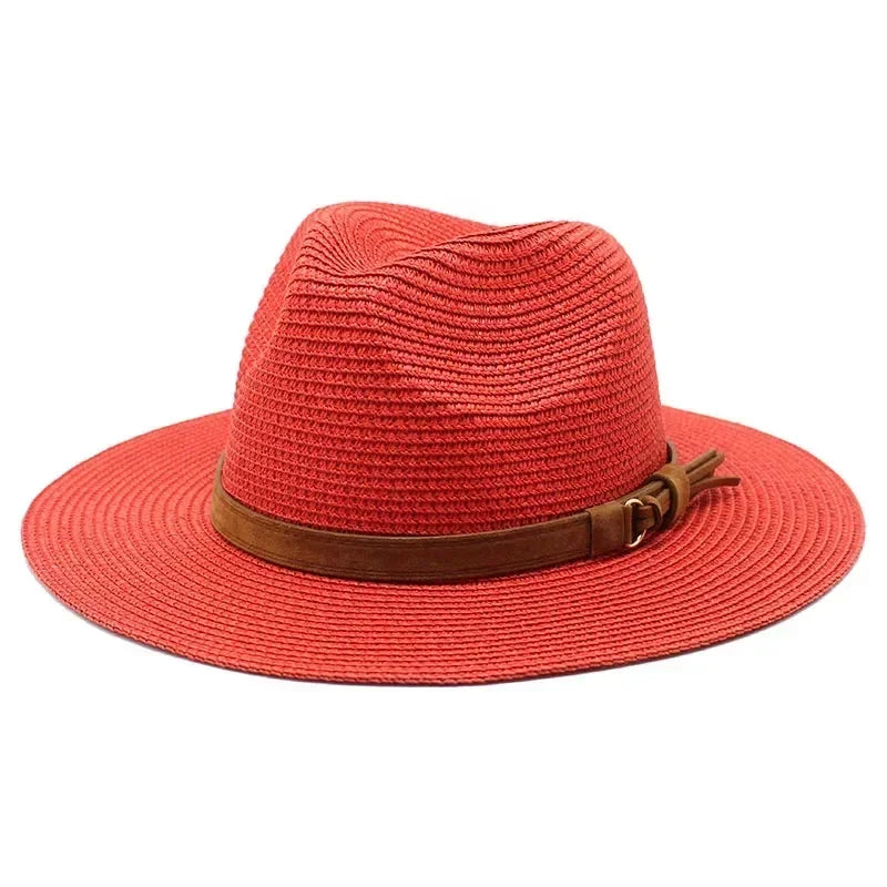 New Big Size 59-60CM Panama Hat Summer Sun Hats for Women Man Outdoor Beach Straw UV Protection Cap Chapeau Jazz Trilby Cap