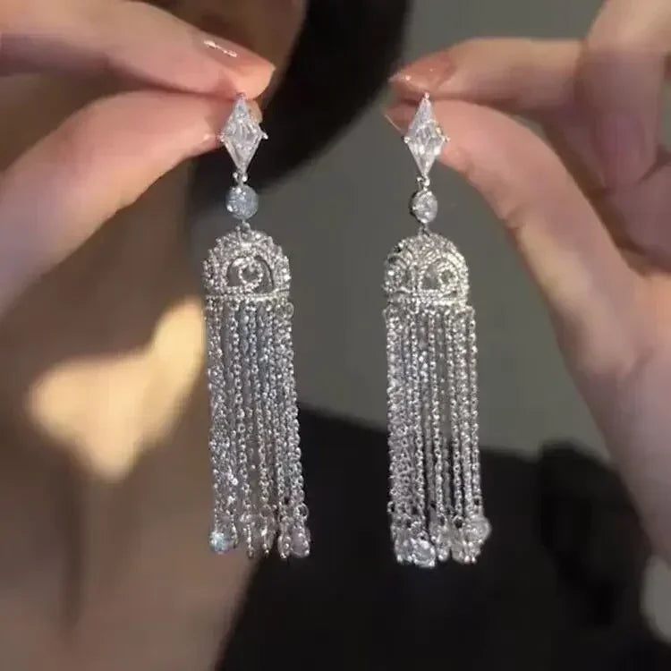 Elegant Crystal Drop Earrings for Bridal - Fashion Dangle Jewelry for party