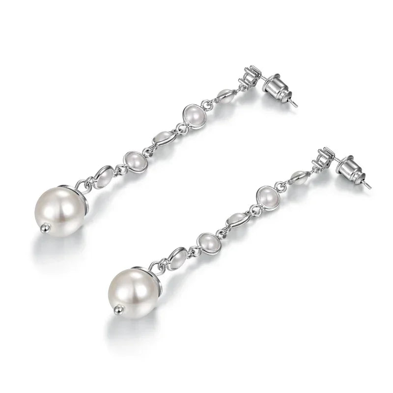 Luxury Pearl Drop Earrings for Women – 5A Zircon Bridal Dangle Earrings