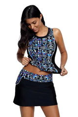 Slim Your Figure Fuzzy Print Accent Skirtini Swimsuit - Femstylo