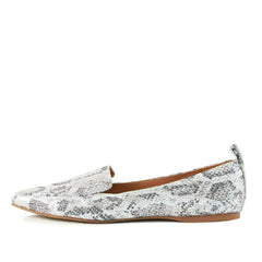 Women's Flat Socialite Silver Snake Skin - Femstylo
