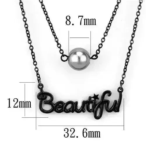 TK2628 - IP Black(Ion Plating) Stainless Steel Necklace with Synthetic - Femstylo