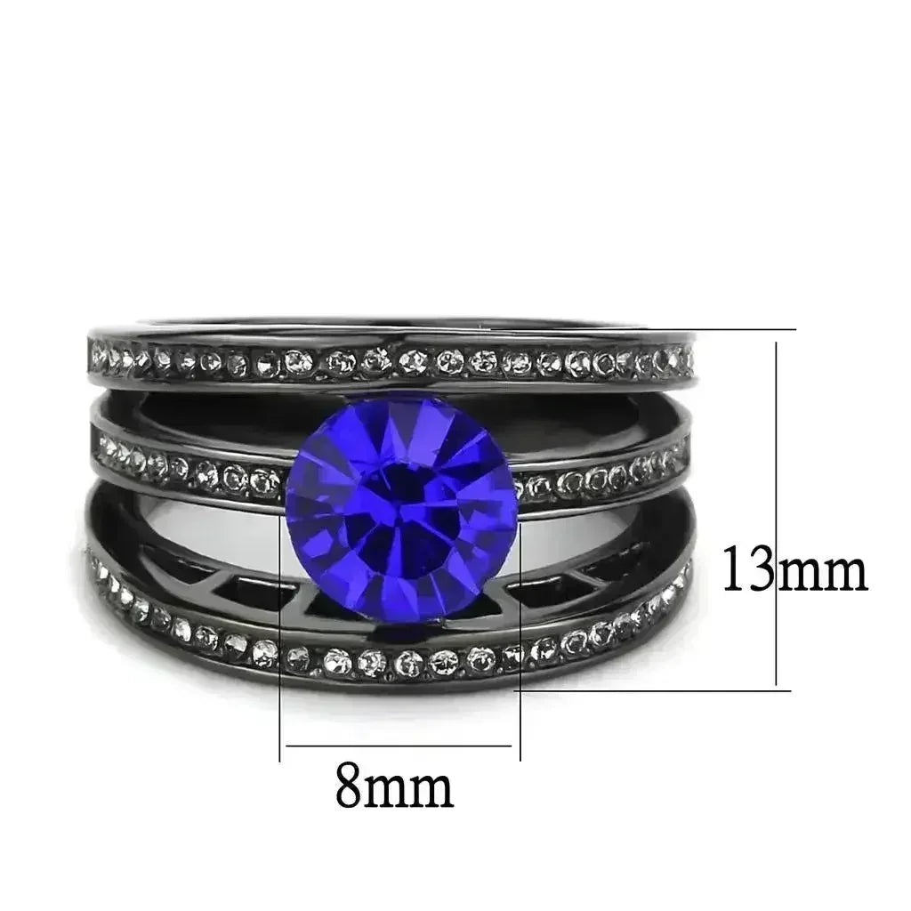 TK3453 - IP Light Black (IP Gun) Stainless Steel Ring with Top Grade - Femstylo