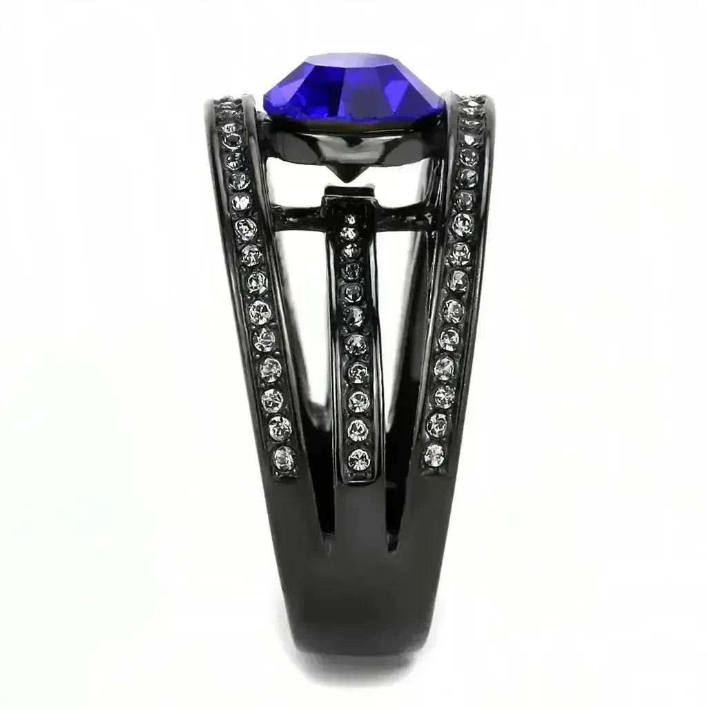 TK3453 - IP Light Black (IP Gun) Stainless Steel Ring with Top Grade - Femstylo
