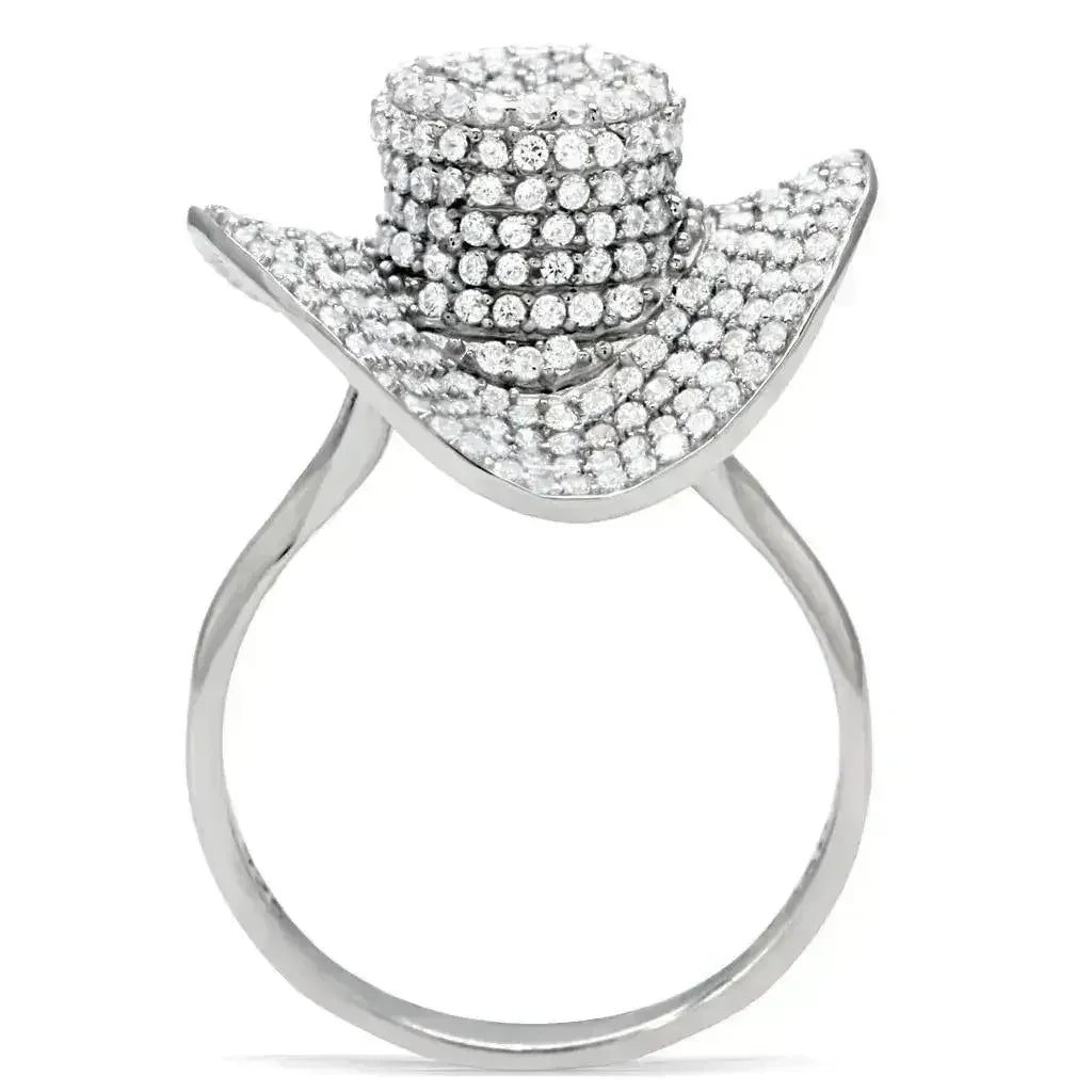 TS015 - Rhodium 925 Sterling Silver Ring with AAA Grade CZ in Clear - Femstylo