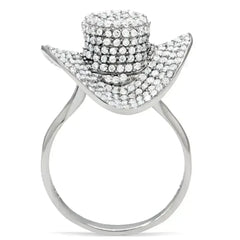 TS015 - Rhodium 925 Sterling Silver Ring with AAA Grade CZ in Clear - Femstylo