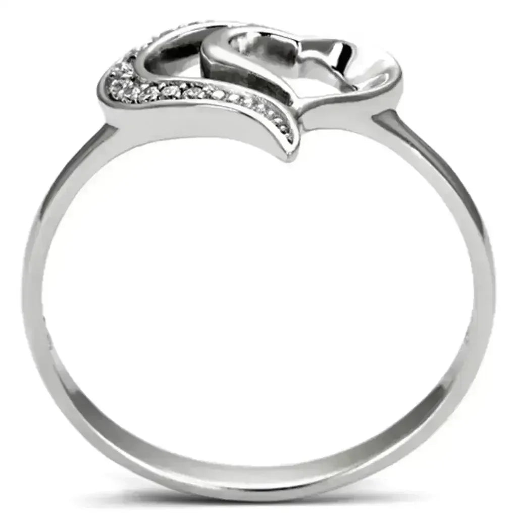 TS093 - Rhodium 925 Sterling Silver Ring with AAA Grade CZ in Clear - Femstylo