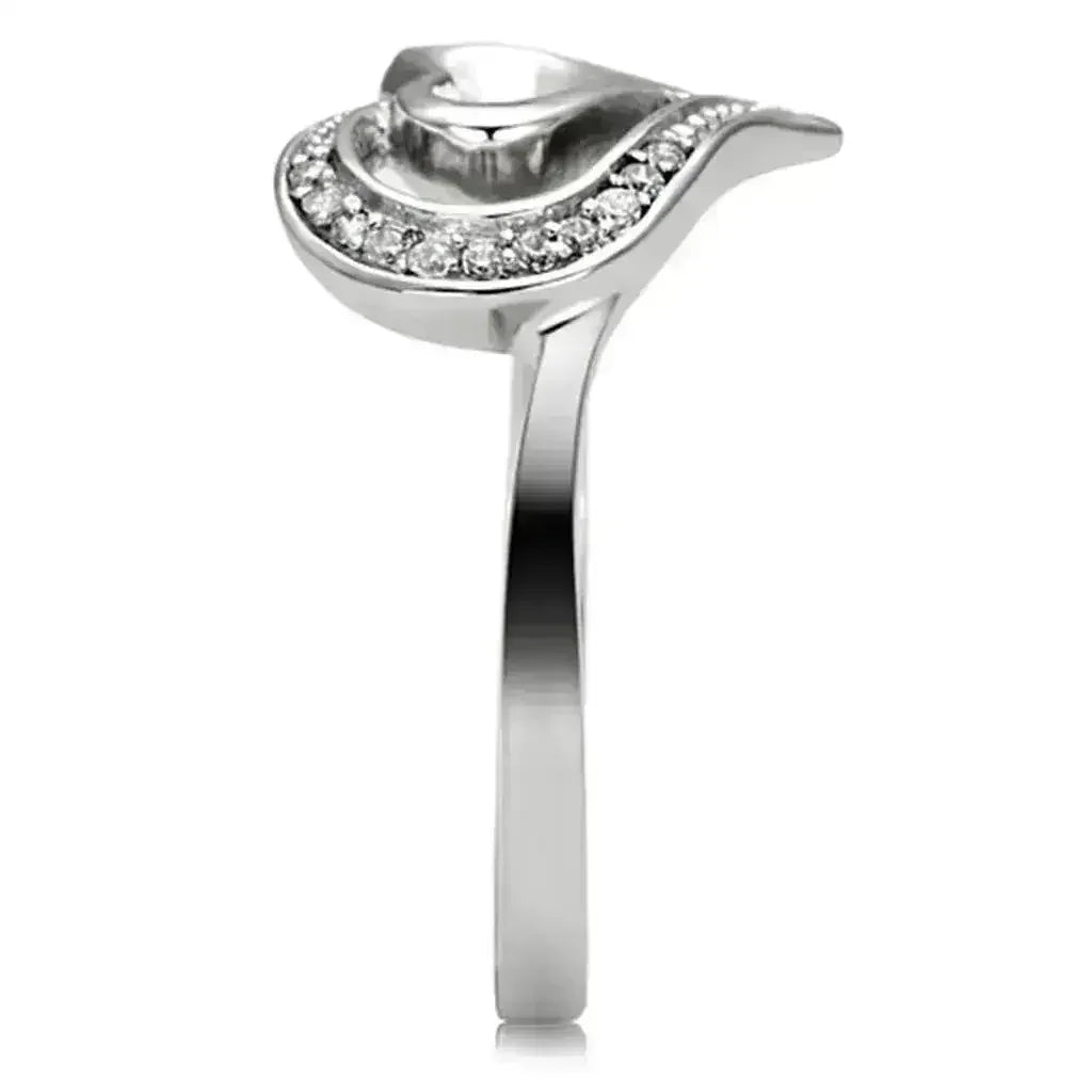 TS093 - Rhodium 925 Sterling Silver Ring with AAA Grade CZ in Clear - Femstylo