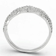 TS106 - Rhodium 925 Sterling Silver Ring with AAA Grade CZ in Clear - Femstylo