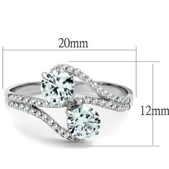 TS187 - Rhodium 925 Sterling Silver Ring with AAA Grade CZ in Clear - Femstylo
