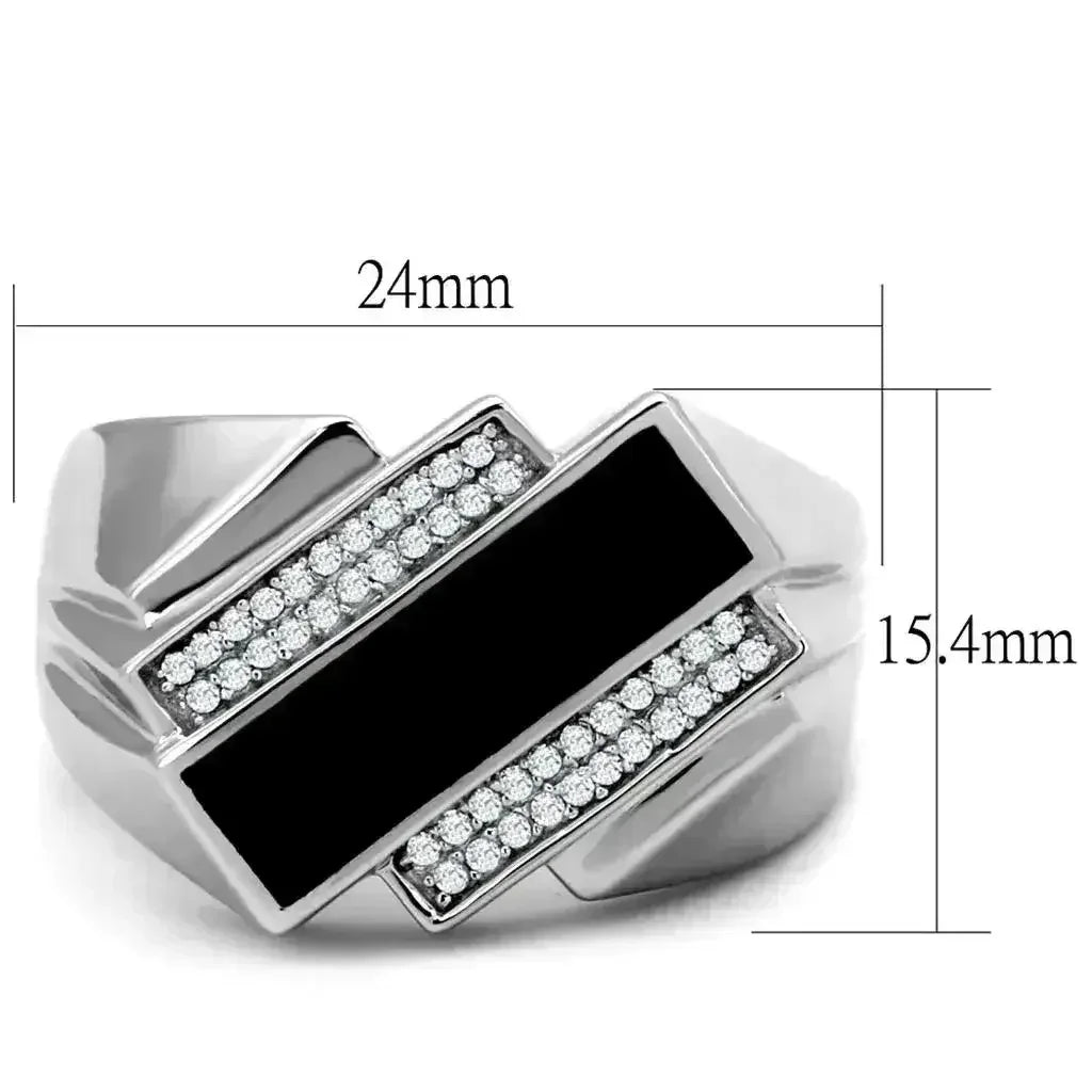 TS218 - Rhodium 925 Sterling Silver Ring with AAA Grade CZ in Clear - Femstylo