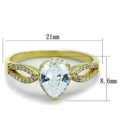TS248 - Gold 925 Sterling Silver Ring with AAA Grade CZ in Clear - Femstylo