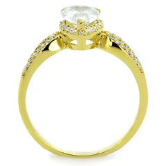 TS248 - Gold 925 Sterling Silver Ring with AAA Grade CZ in Clear - Femstylo