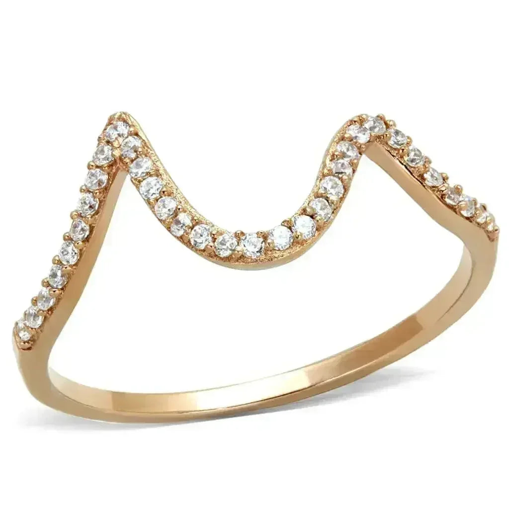 TS280 - Rose Gold 925 Sterling Silver Ring with AAA Grade CZ in Clear - Femstylo