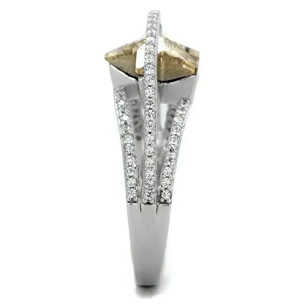 TS315 - Rhodium 925 Sterling Silver Ring with Top Grade Crystal in - Femstylo