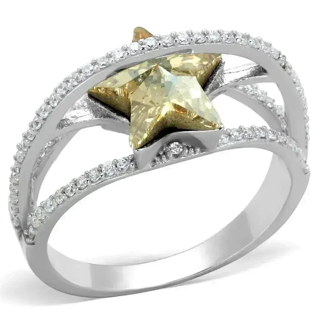 TS315 - Rhodium 925 Sterling Silver Ring with Top Grade Crystal in - Femstylo
