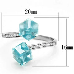 TS317 - Rhodium 925 Sterling Silver Ring with AAA Grade CZ in Sea - Femstylo