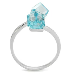 TS317 - Rhodium 925 Sterling Silver Ring with AAA Grade CZ in Sea - Femstylo