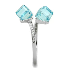 TS317 - Rhodium 925 Sterling Silver Ring with AAA Grade CZ in Sea - Femstylo