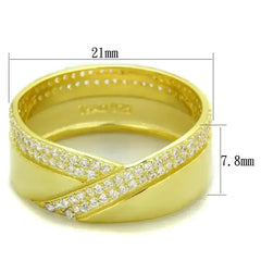 TS380 - Gold 925 Sterling Silver Ring with AAA Grade CZ in Clear - Femstylo