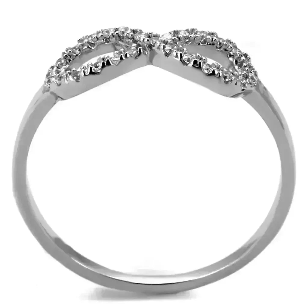 TS487 - Rhodium 925 Sterling Silver Ring with AAA Grade CZ in Clear - Femstylo